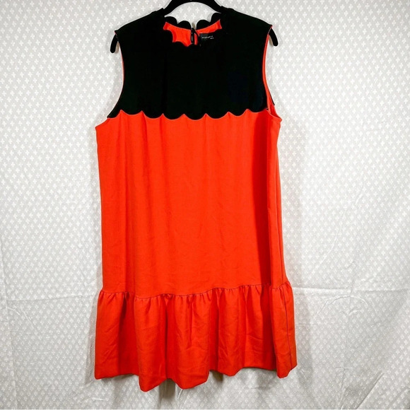 Victoria Beckham Orange Black Scalloped Dress - Picture 2 of 6